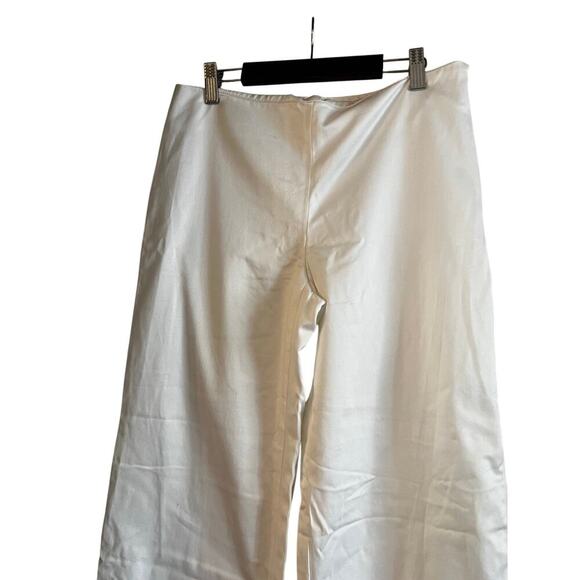 Lilly Pulitzer Wide Leg White Pants Cotton 6 30” Inseam Side Zip Back Pockets - Picture 6 of 9